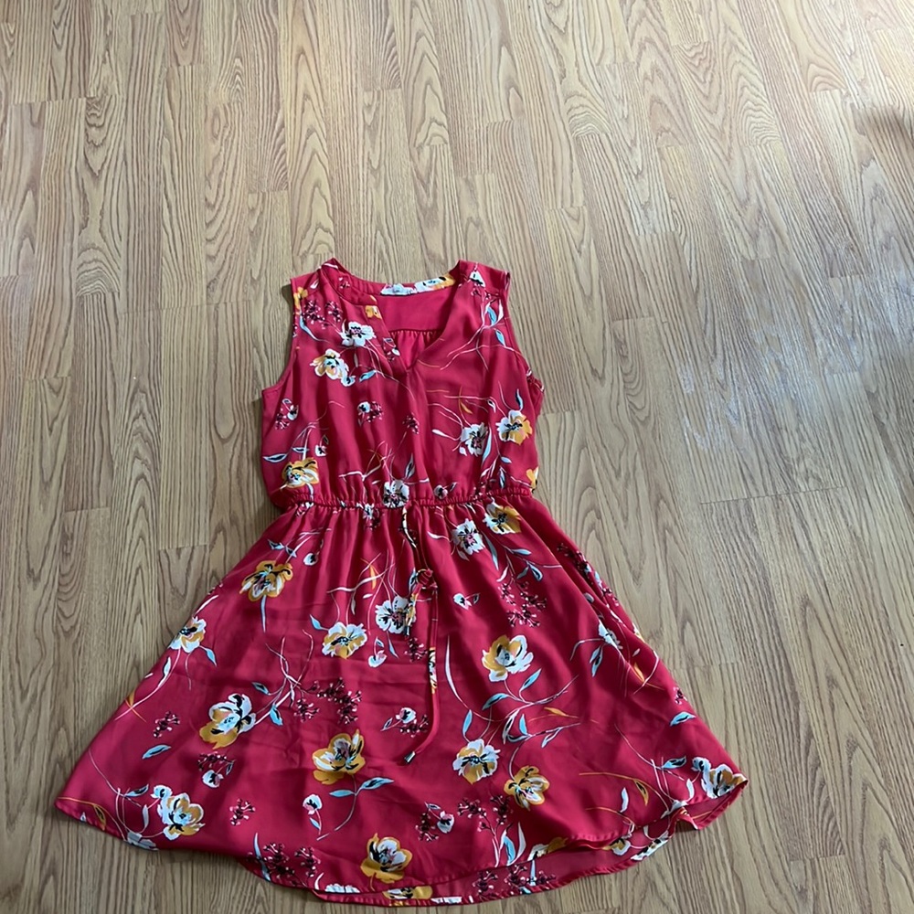 Red floral dress